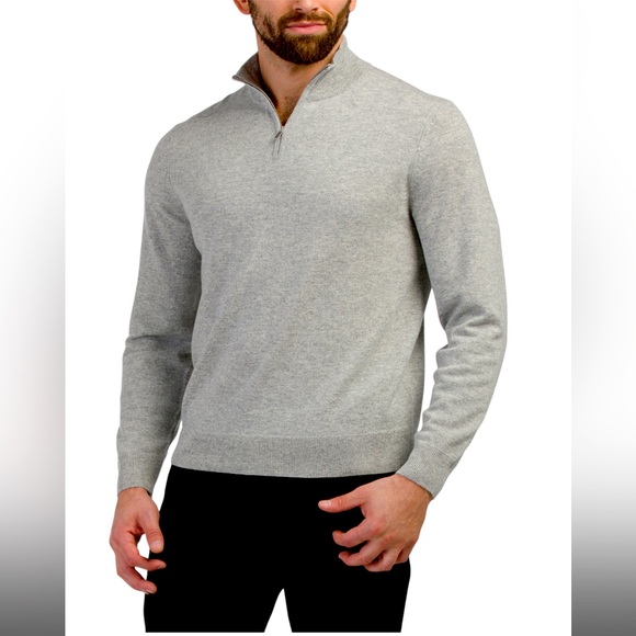 Christian Lacroix Men's Extrafine Merino Wool 1/4 Zip-Up Sweater NWT L - Picture 1 of 7